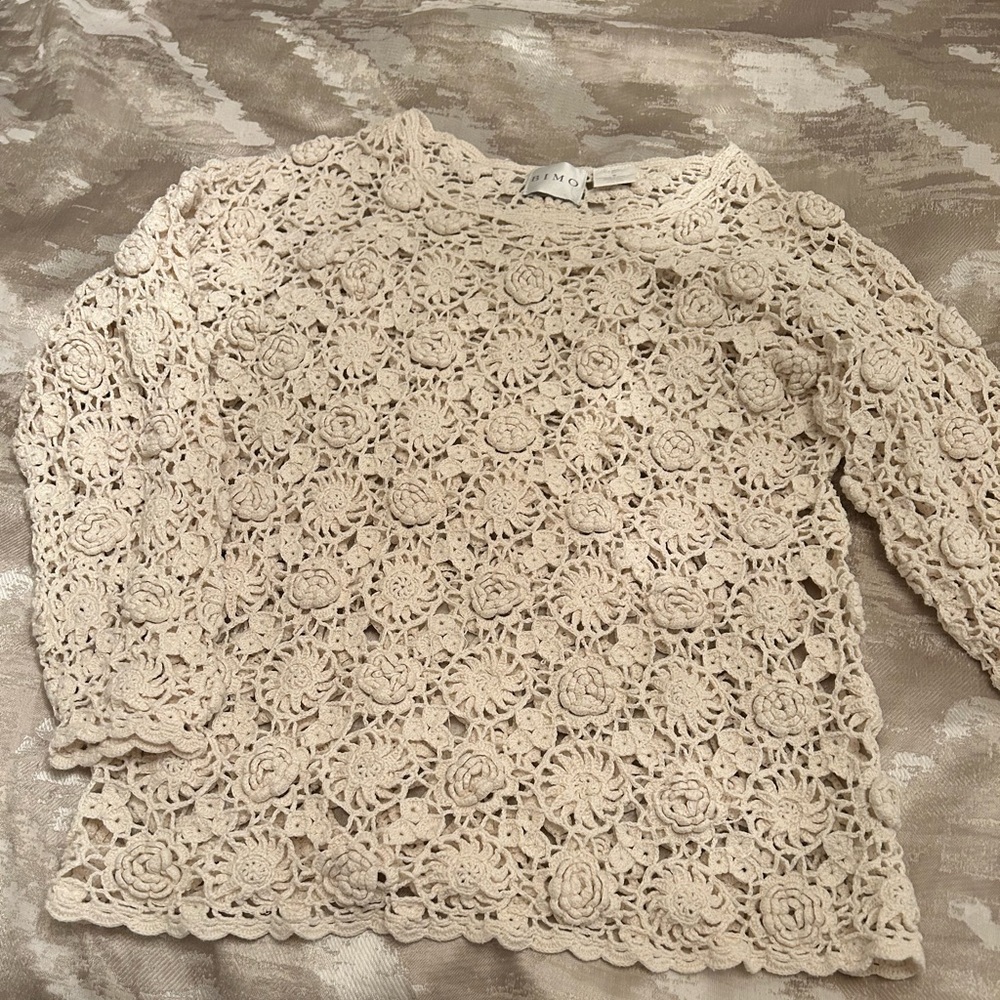 Zara Cream Crochet Lace Blouse